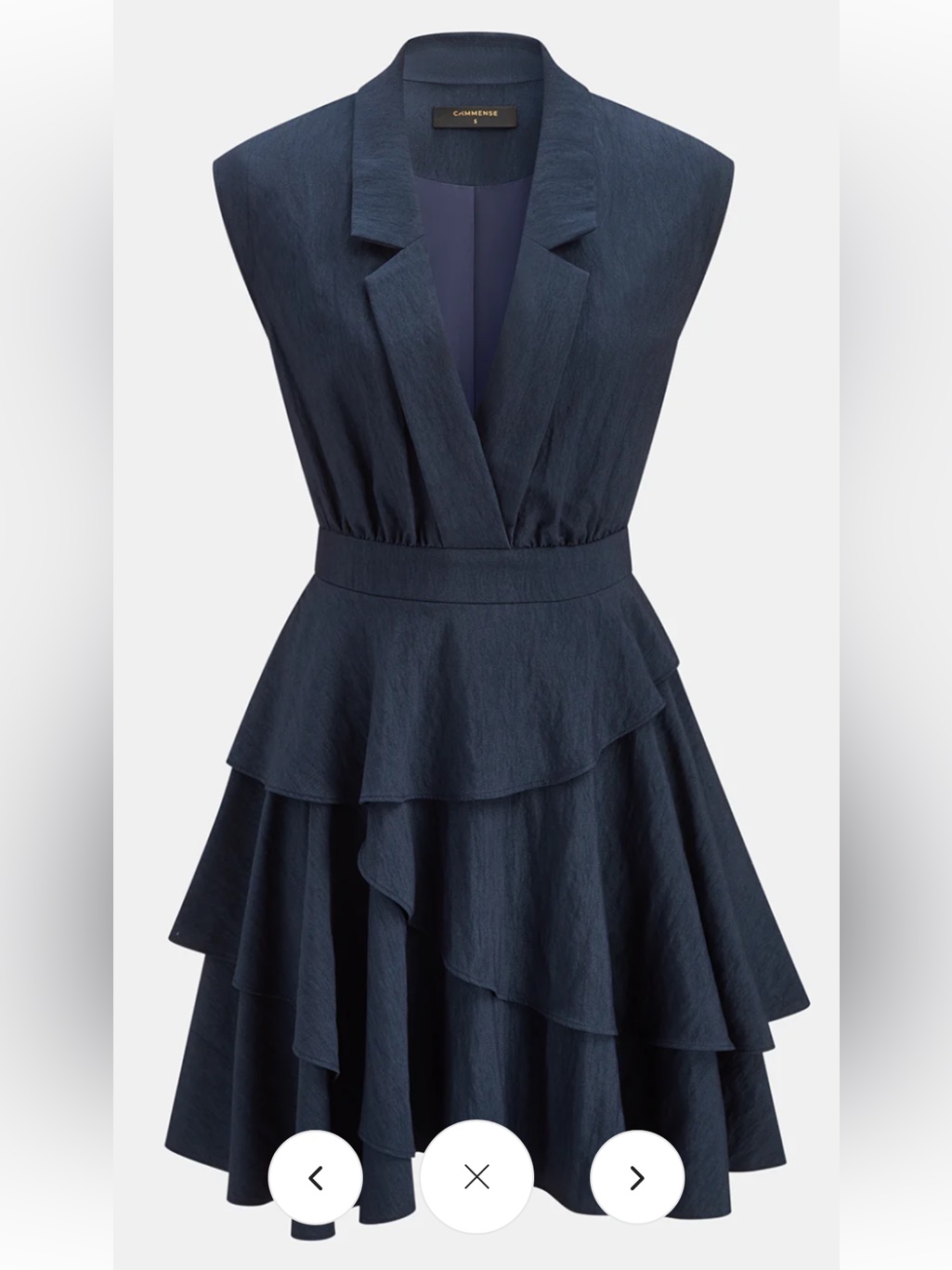 Commense Navy One-Shoulder Tiered Peplum Dress